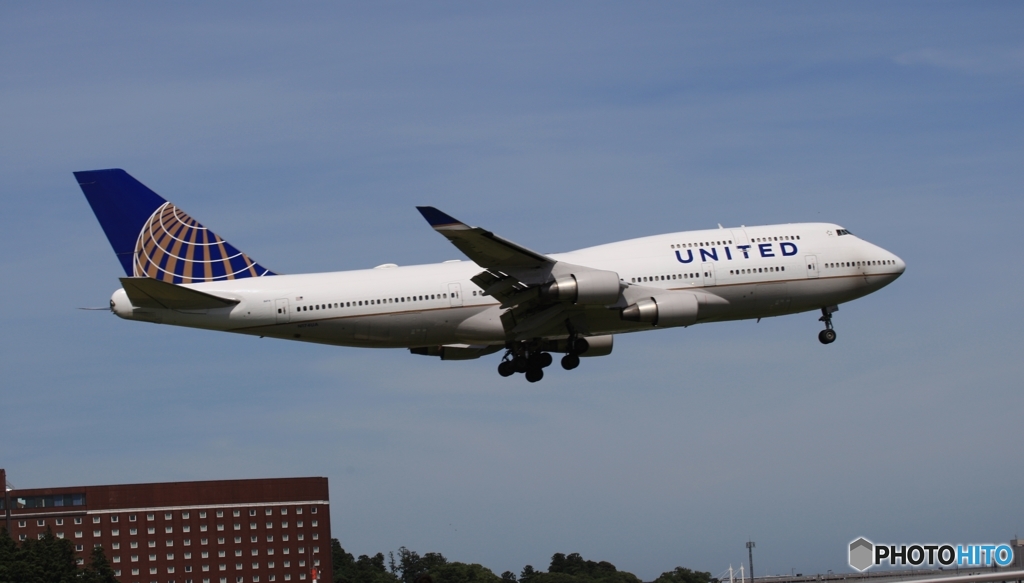 到着　UNITED ７４７ジャンボ機　