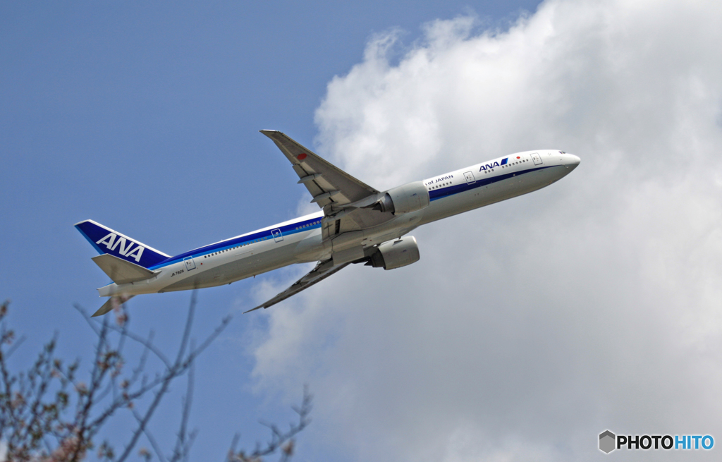飛び立ち　ANA 777-381 JA782A