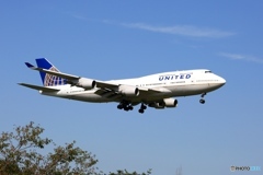 到着　UNITED 747-400 N105UA