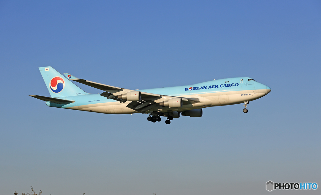 着陸Korean Cargo747-400F HL7603/ジャンボ機