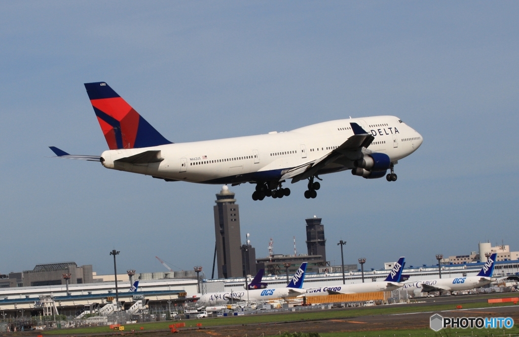 到着　DELTA７４７ジャンボ機　