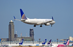 着陸 UNITED 737-800 N33294ｼﾐﾀｰW