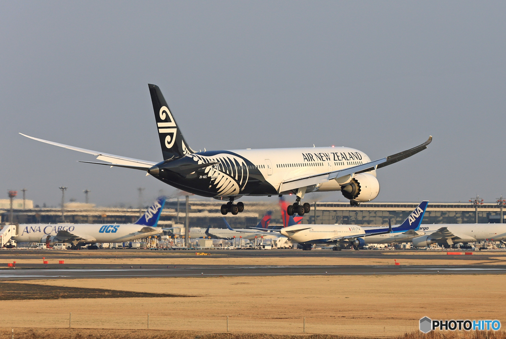 着地前 Air NZ' 787-9 ZK-NZC