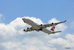 「良い天気」 SWISS A340-313 HB-JME 飛び立ち