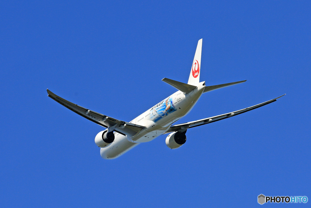 「青空」 JAL JET KEI 777-381 JA733J飛び立ち