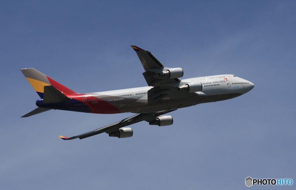 出発　ASIANA ７４７ジャンボ機