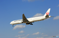 [青い空] JAL 777-381 JA735J 到着