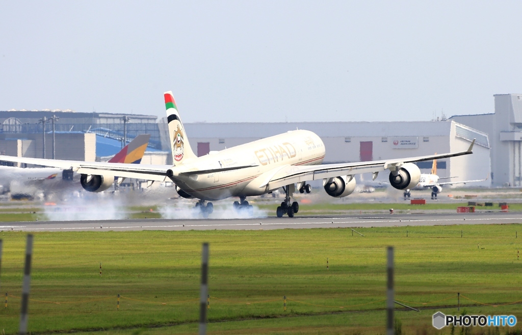 到着　ETIHAD A340-500