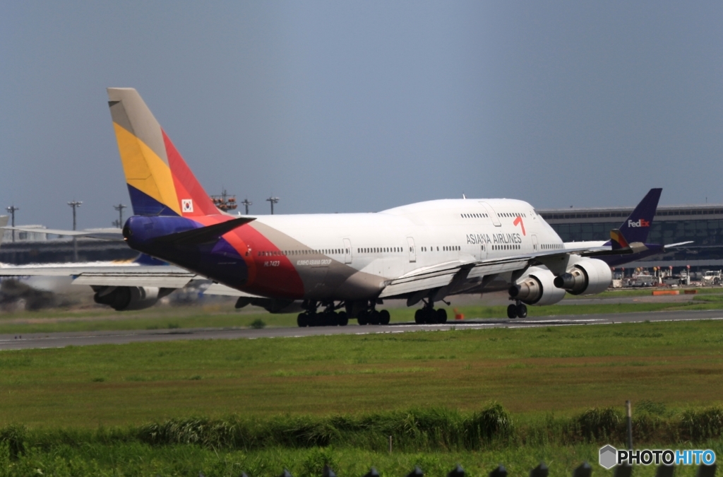 出発　ASIANA７４７ジャンボ機