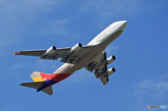 飛び立ちAsiana 747-400 HL7421/ジャンボ保存委員会