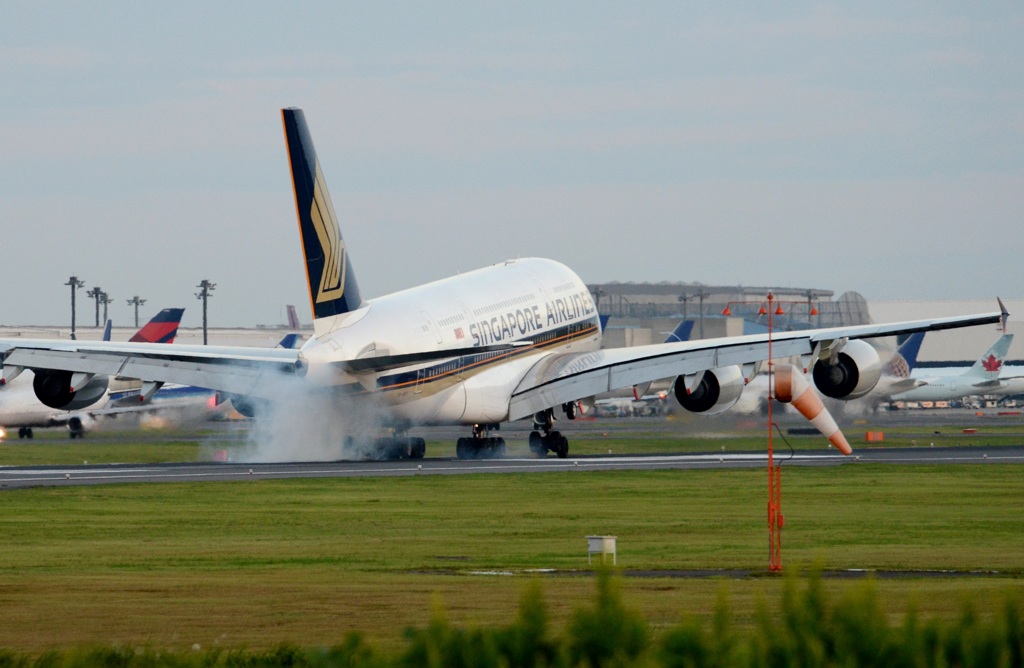 着陸(202-5)ｼﾝｶﾞﾎﾟｰﾙ・ｴｱ　Airbus A380-841　