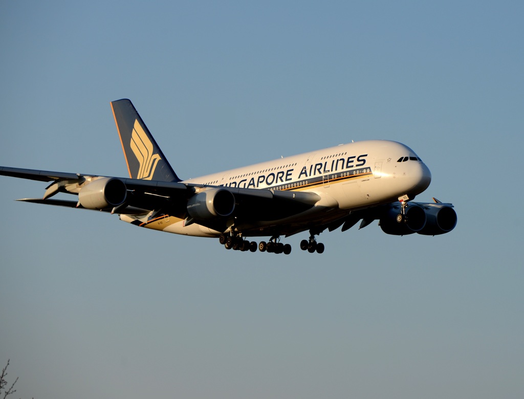 SINGAPORE A380-841 到着
