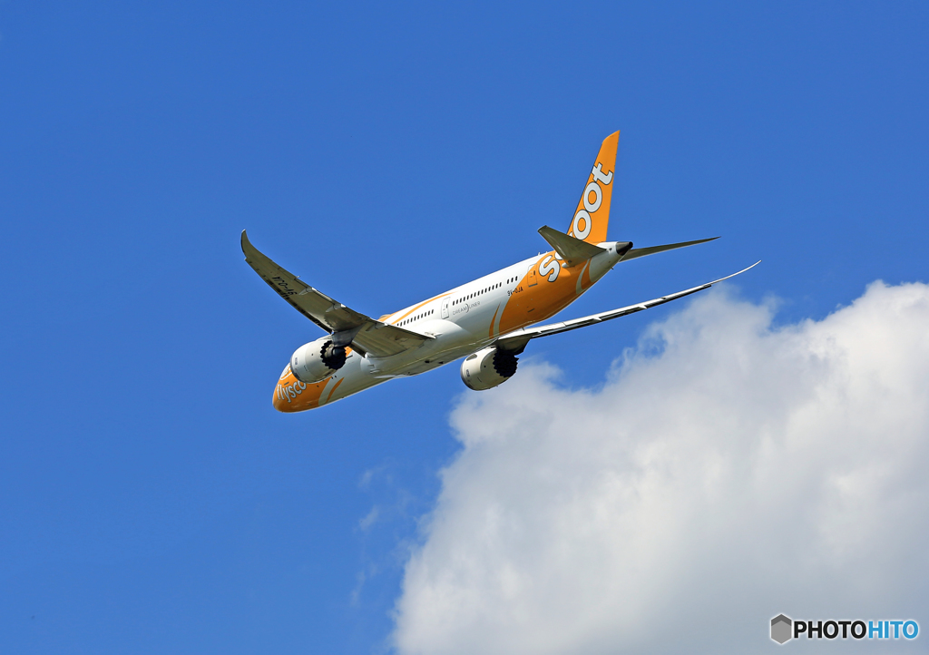 「晴れ」　Scoot 787-9 9V-OJA 離陸