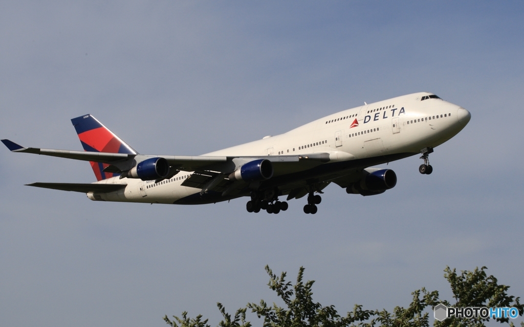 到着　Delta７４７ジャンボ機