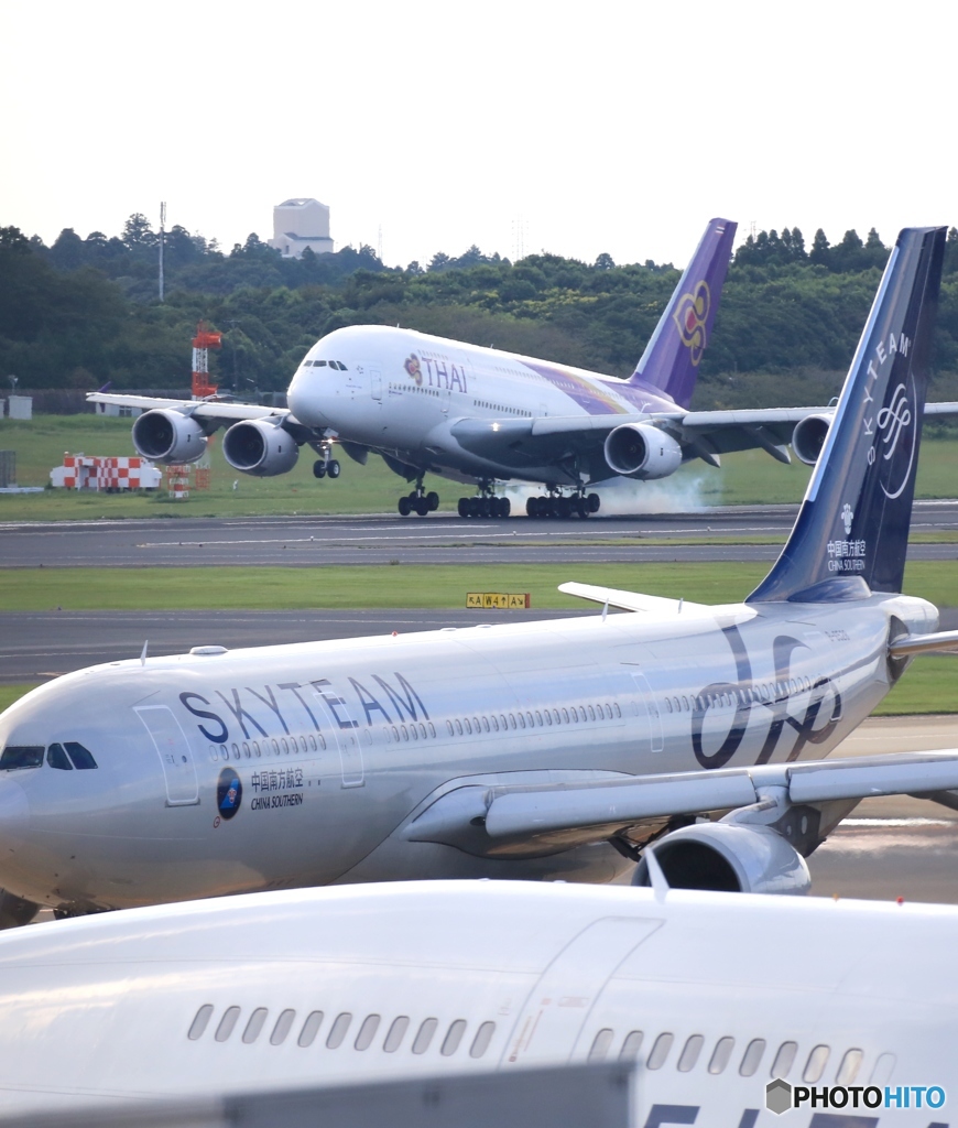 着陸　THAI A380-841 