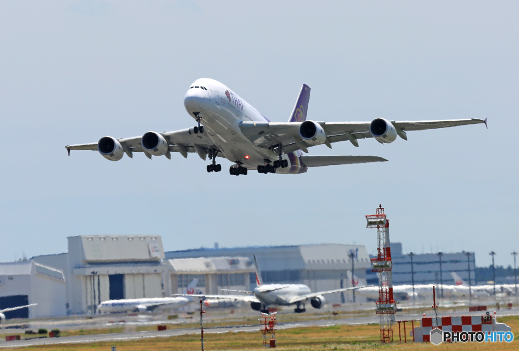 「すかい」 タイ航空 A380-841 HS-TUE Takeoff 