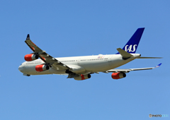 「青が大好き」 SAS A340-313 OY-KBI 飛び立ち
