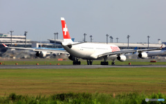 SWISS A340-313 HB-JMN 出発　