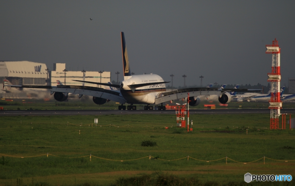 Singapore A380-841　到着　