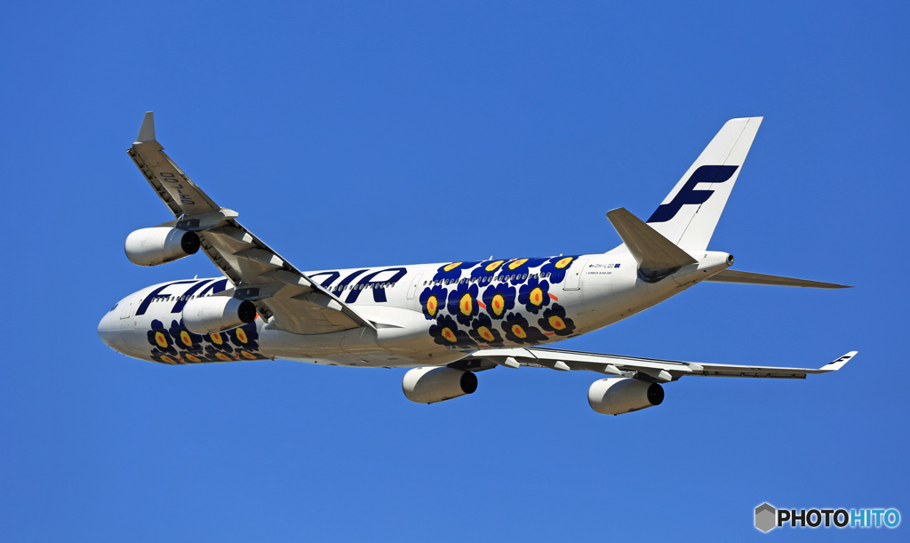 FINNAIR　A340-313「マリメッコ ウニッコ」 OH-LQD出発 