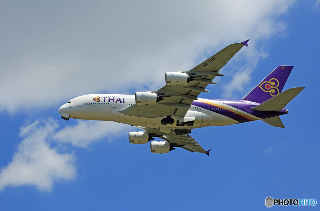 「良い天気」 THAI A380-841 HS-TUA 離陸