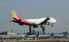 到着 ASIANA 747-400F HL7415ジャンボ機　