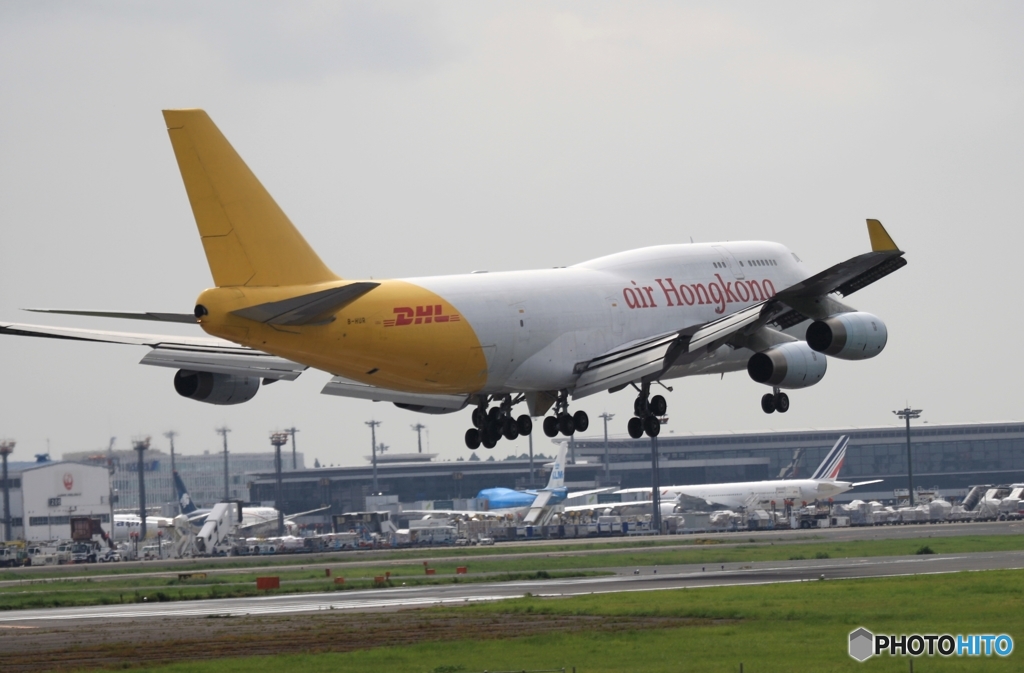 到着　air Hongkong７４７ジャンボ機