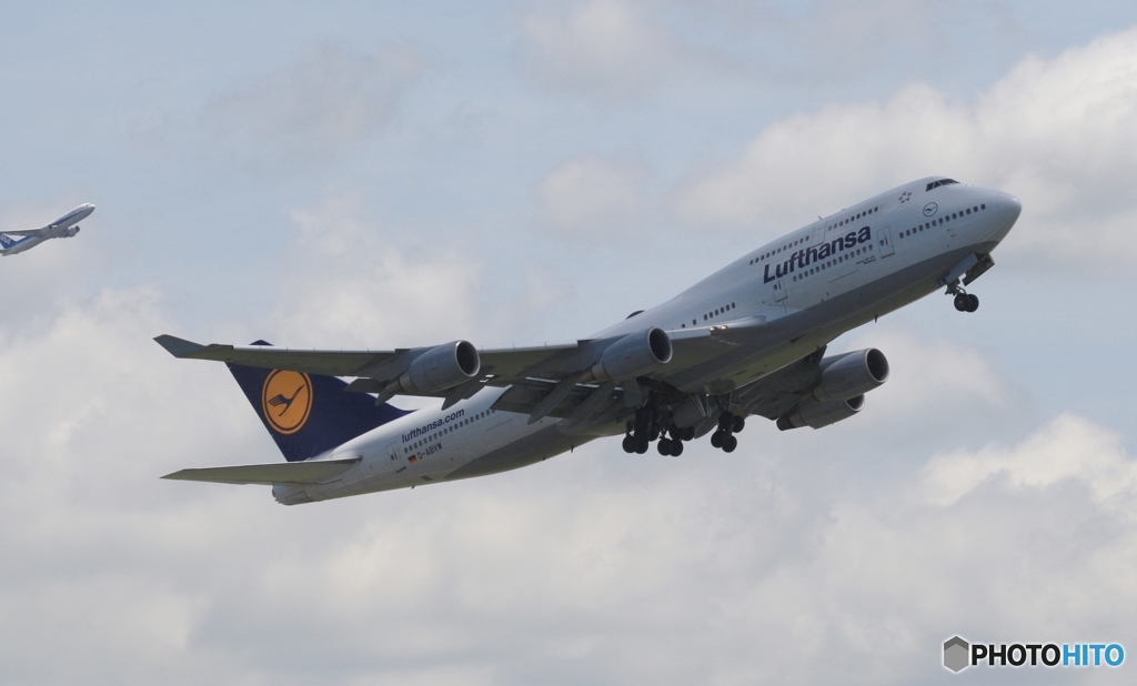 W離陸  Lufthansa 747-400+ 