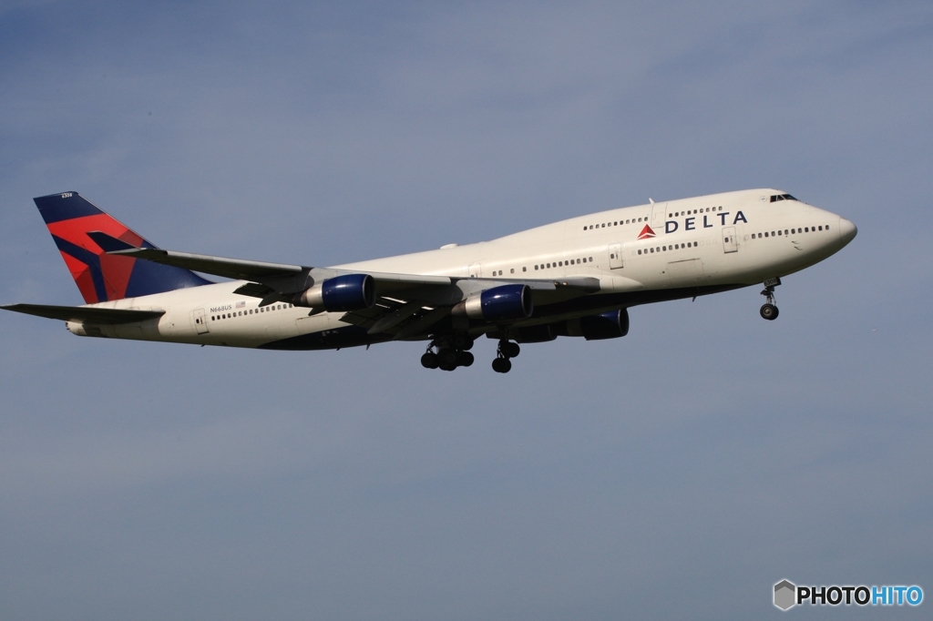 到着　Delta７４７ジャンボ機