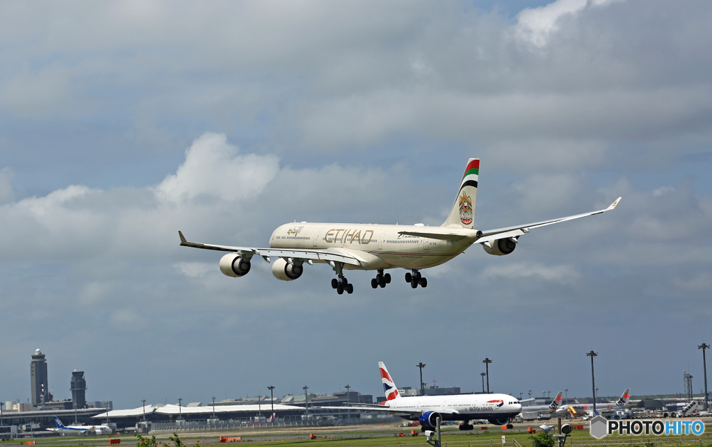 Landing ETIHAD A340-642 A6-EHF
