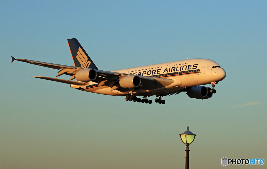 着陸 Singapore A380-841 9V-SKP