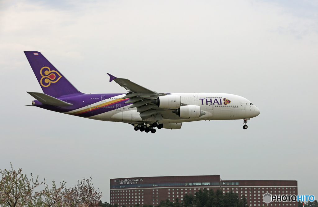 「良い天気」 THAI A380-841 HS-TUC 到着