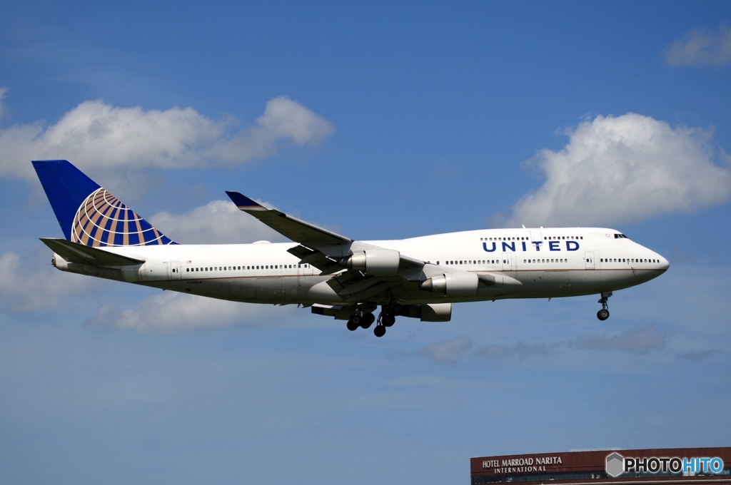 UNITED 747-400 着地前