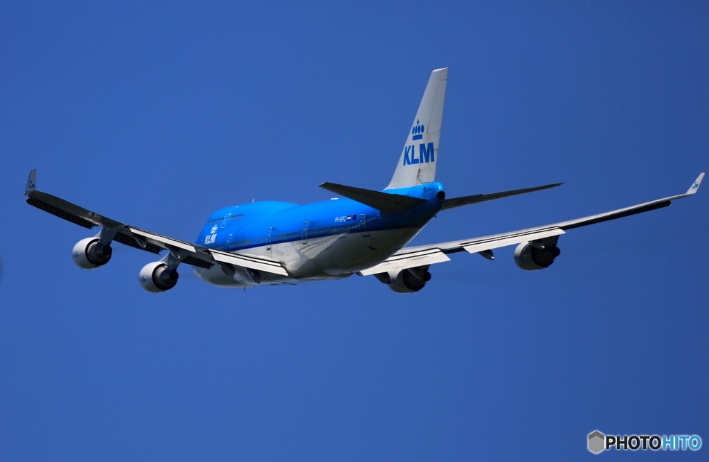 飛び立ち　KLM 747-400ジャンボ機　