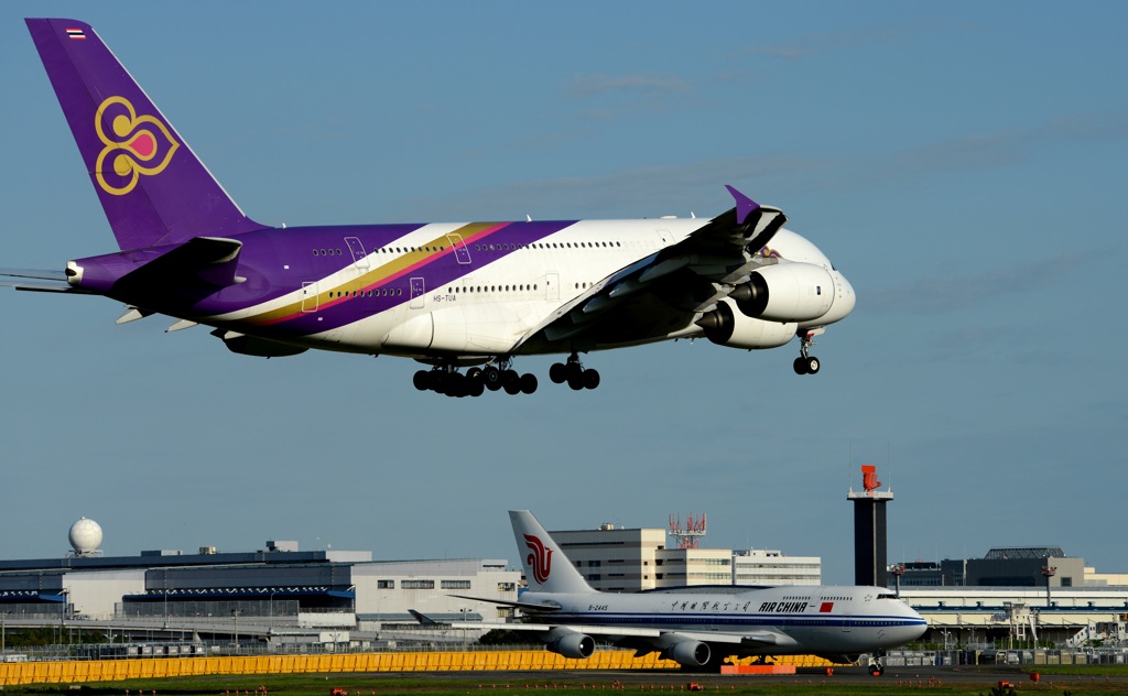 着陸（198）Thai Airbus A380-841 