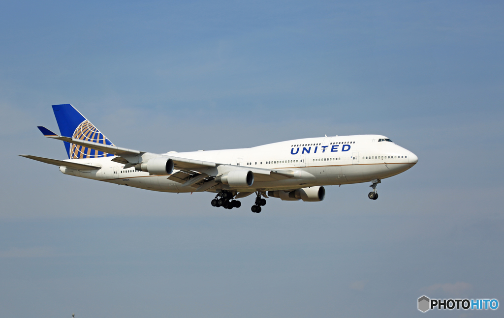 「晴れ」 UNITED のみ747-400✈今日がジャンボ機は最後！