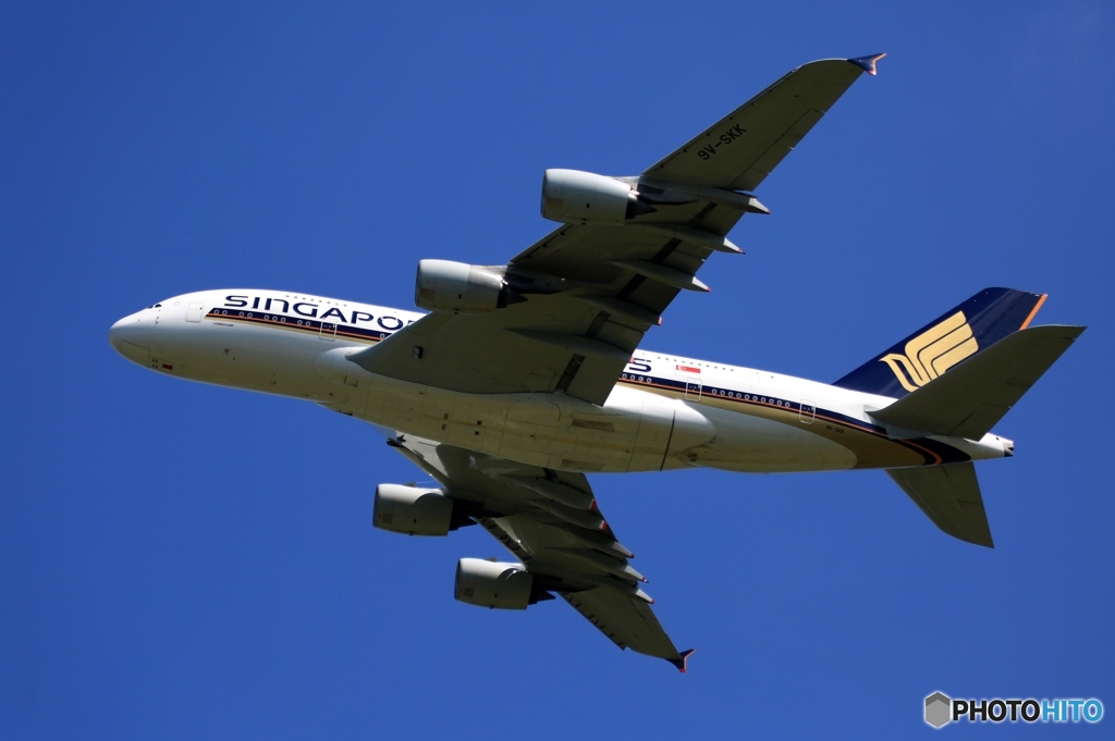 飛び立ち　Singapore A380-841