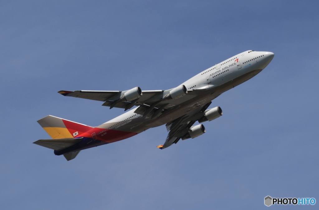 出発　ASIANA７４７ジャンボ機　