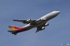 出発　ASIANA７４７ジャンボ機　