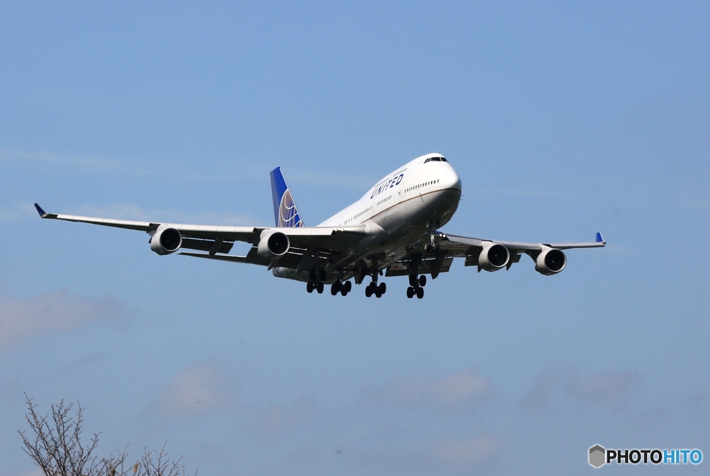 UNITED 747-400 N104UA 到着　