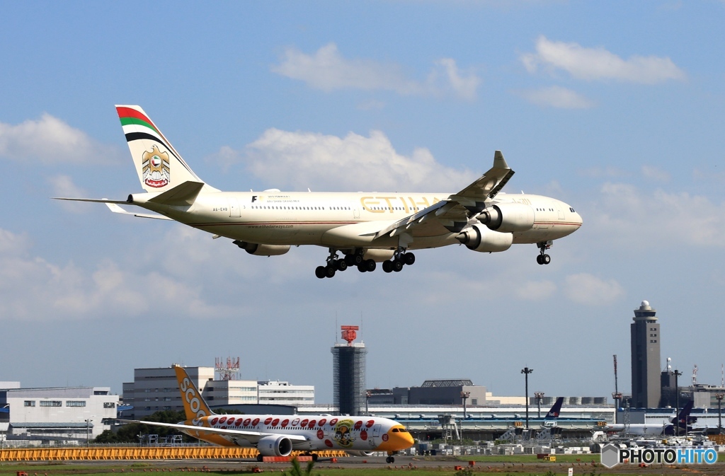 ETIHAD A340-541 A6-EHB  到着　