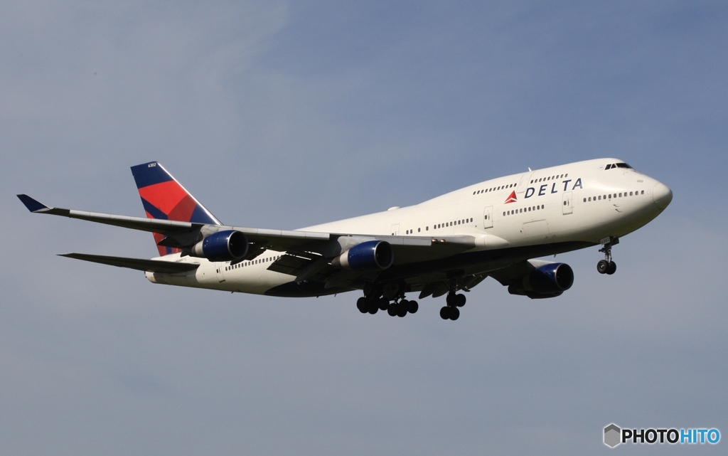 到着　DELTA７４７ジャンボ機