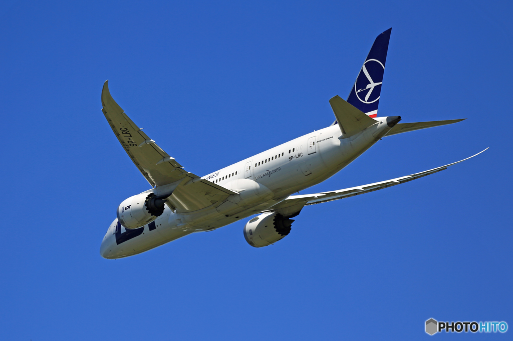 離陸 LOTポーランド 787-8 SP-LRC「青空」