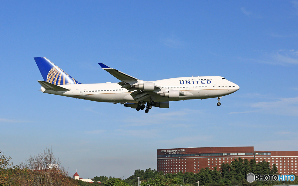 到着UNITED 747-400 N105UA/ジャンボ保存委員会 