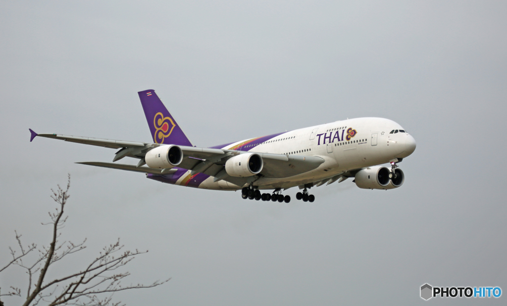 着陸 THAI A380-841 HS-TUC