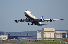 離陸 NCA 747-8KZF JA17KZ「青空」