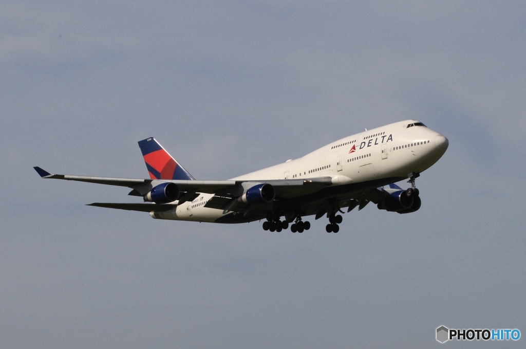 Delta７４７ジャンボ機  到着　