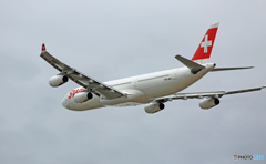 SWISS A340-313 HB-JMK 出発 