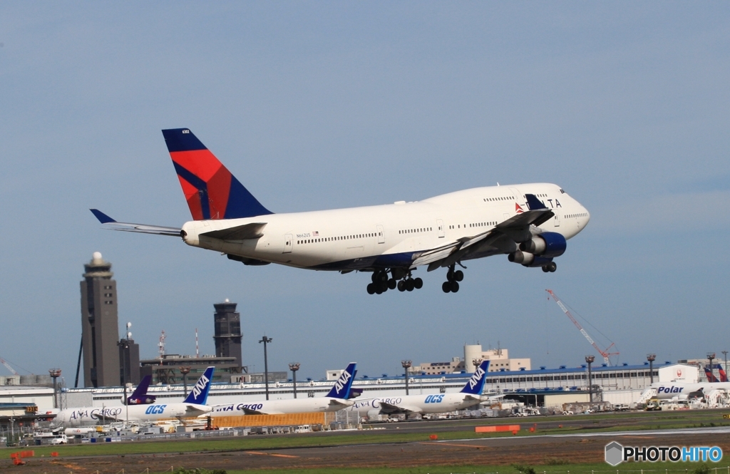 着陸 Delta ７４７ジャンボ機