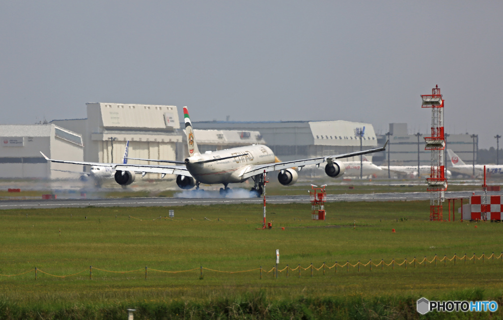 到着 Etihad A340-642 A6-EHK
